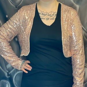 Rose gold sequin cardigan